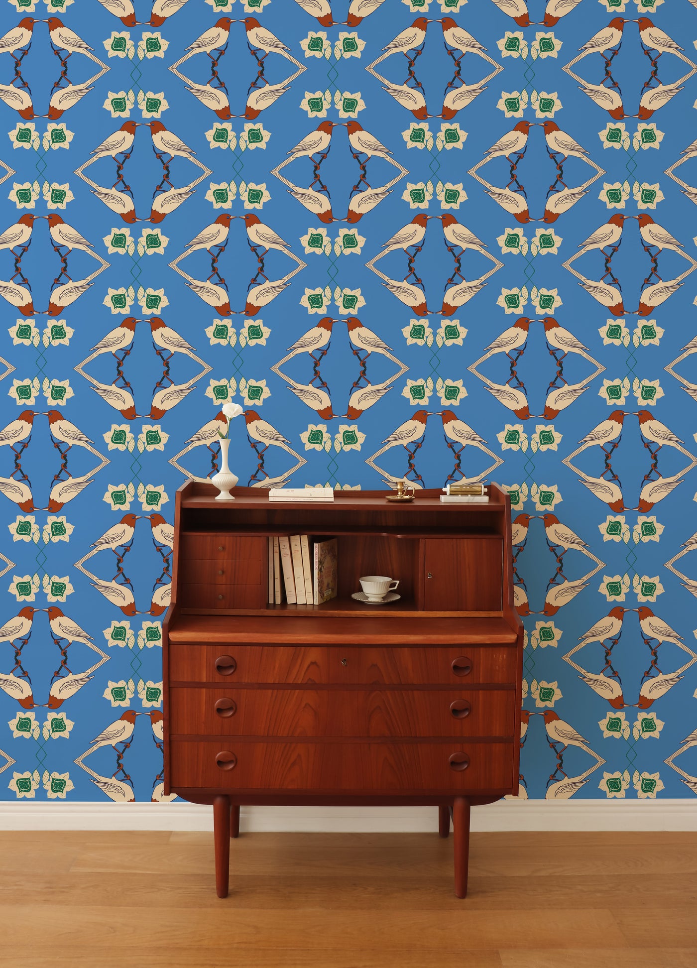Polly Blue Wallpaper